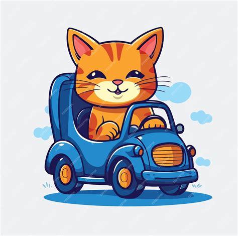 Premium Vector | Cat driving car cartoon vector style illustration