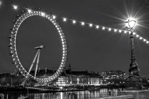 Free Images : light, black and white, skyline, night, cityscape, reflection, ferris wheel ...