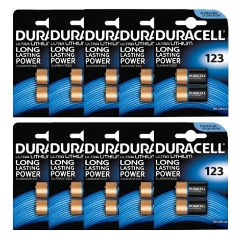 [- Box of 20 x Duracell 123 123A DL123A CR123A Ultra Photo Lithium Batteries 3V UK Stock ...