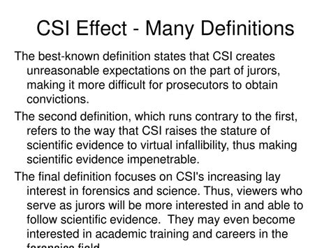 PPT - The “CSI” Effect on the Psychology of Jurors : The Challenges that Pop Culture is Bringing ...