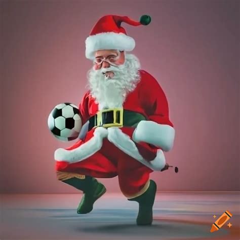 Santa claus playing football on Craiyon