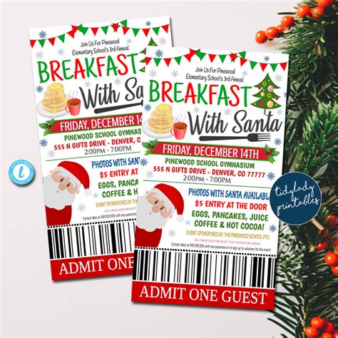 Breakfast with Santa Tickets, Pancakes with Santa Invitation — TidyLady Printables