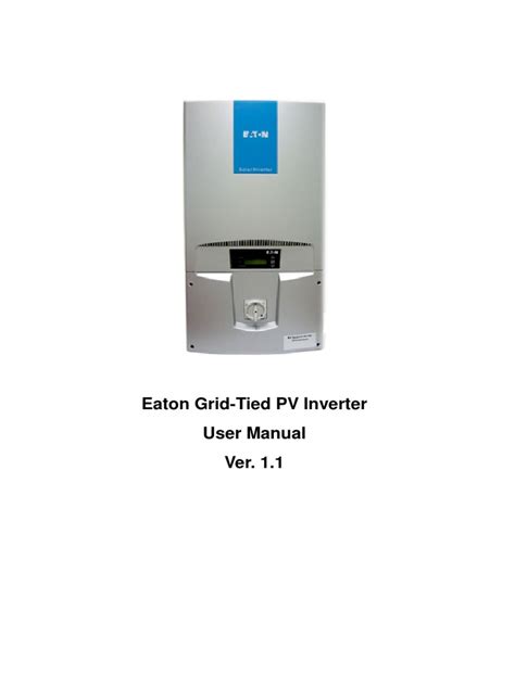 Eaton PV Inverter Manual | Photovoltaic System | Power Inverter