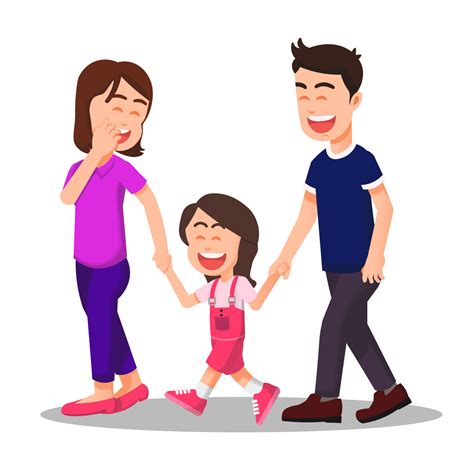 Happy little family walking together and holding hands 16209473 Vector Art at Vecteezy