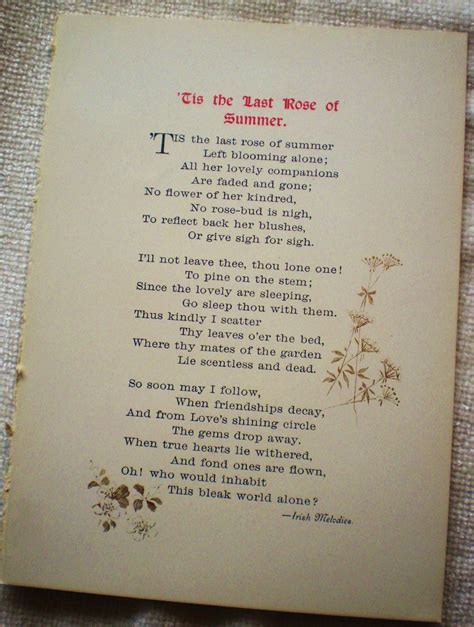 Tis the Last Rose of Summer ~ Thomas Moore (1779-1852). Such a Beautiful Poem!!