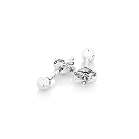 3mm Ball Stud Earrings in 10kt White Gold