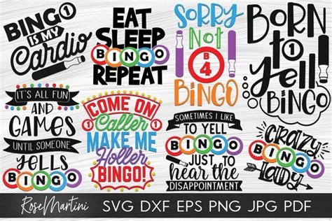 Bundle Of 8 Bingo Designs | SVG Bingo SVG Bingo lover