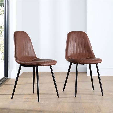 Brooklyn Dining Chair, Tan Classic Faux Leather & Black Steel Only £69.99 | Furniture & Choice