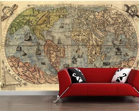 Ancient world map 3d papel de parede,living room tv wall bedroom home ...