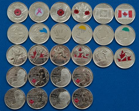 Full set of Canadian colored circulation quarters for sale or swap – Numista