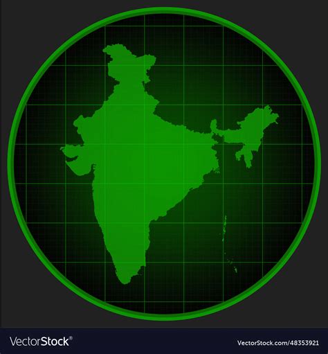 Map india on the radar screen Royalty Free Vector Image