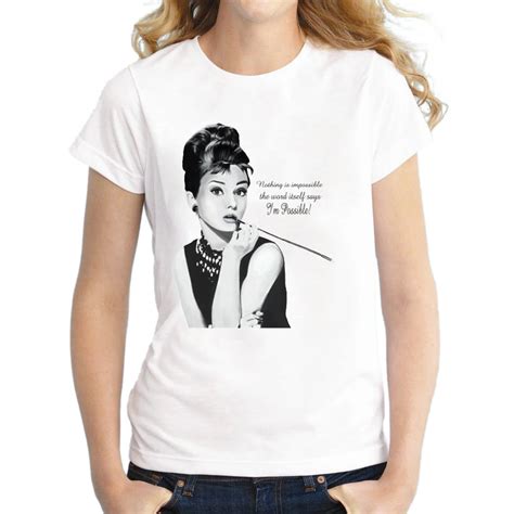 2016 Women Audrey Hepburn Printed T shirt Novelty Vintage T Shirt Short ...