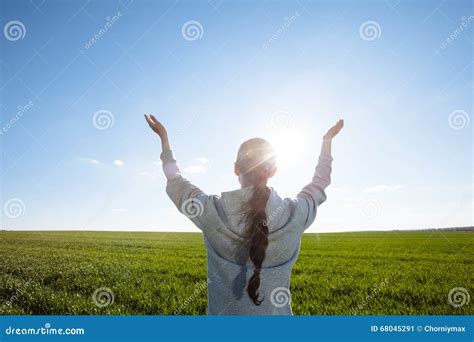 Woman Praying Outside In The Nature Stock Photo - Image: 68045291