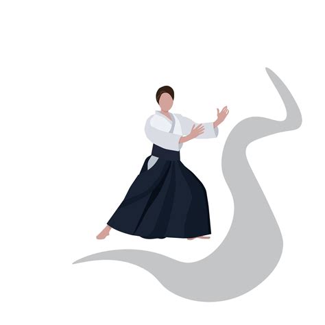 Aikido girl, figure in training attire practices aikido 6407046 Vector ...