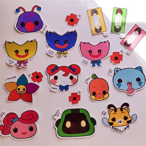 Poppy Playtime Stickers Huggy Wuggy Mommy Long Legs Cute Sticker Sheet Kissy Missy Cute Die Cut ...