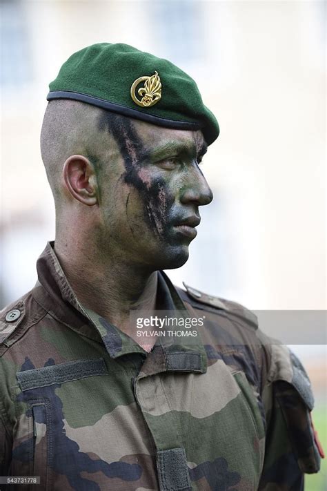 A legionnaire stands on June 17, 2016 in the La Cavalerie military camp ...