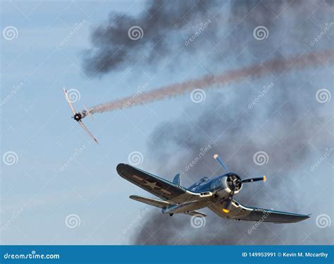 Vought F4U Corsair Fighter in Aerial Combat Stock Image - Image of ...