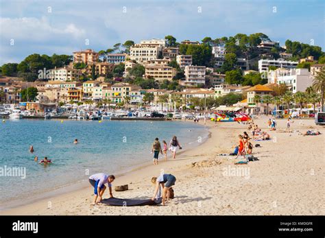 Platja de Port de soller, beach, Port de Soller, Mallorca, Balearic ...