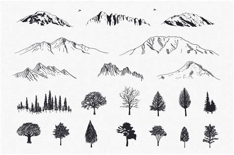 Hand-Drawn Mountains and Trees, an Illustration by Build Interactive ...