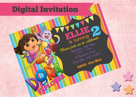 How to make Dora the Explorer digital invitation - ellierosepartydesigns.com