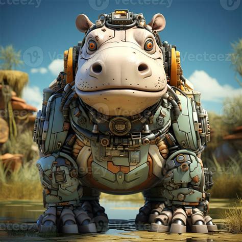 AI generated 3D cartoon hippo robot 34986018 Stock Photo at Vecteezy