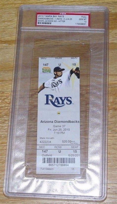 EDWIN JACKSON FULL No Hitter Ticket Stub 6/25/2010 Rays vs Diamondbacks PSA 10 | #1827964715