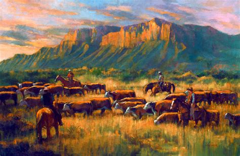 Cattle Drive Painting at PaintingValley.com | Explore collection of Cattle Drive Painting