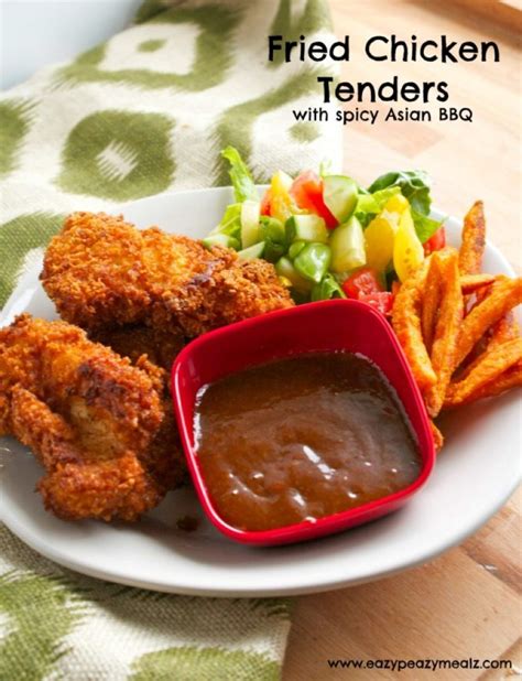 Fried Chicken Tenders with Spicy Asian BBQ Dipping Sauce - Easy Peasy Meals