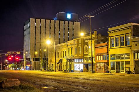 Old Historic Jackson Mississippi City Street Skyline At Night ...