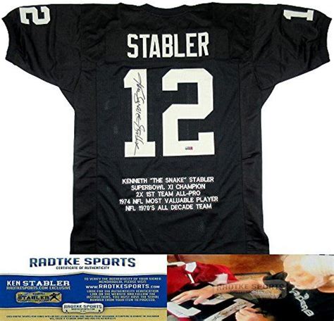 DoubleQuicktime - Ken Stabler Autographed/Signed Oakland Raiders Black Custom NFL Jersey with ...