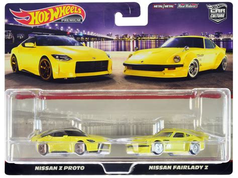 Nissan Z Proto Yellow with Black Top and Nissan Fairlady Z Yellow "Car Culture" Set of 2 Cars ...