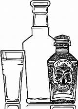 Tequila Bottle And Shot Glass Coloring Page · Creative Fabrica sketch template