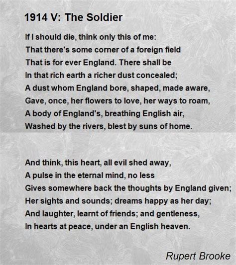 1914 V: The Soldier - 1914 V: The Soldier Poem by Rupert Brooke | Soldier poem, Old poetry, Poems