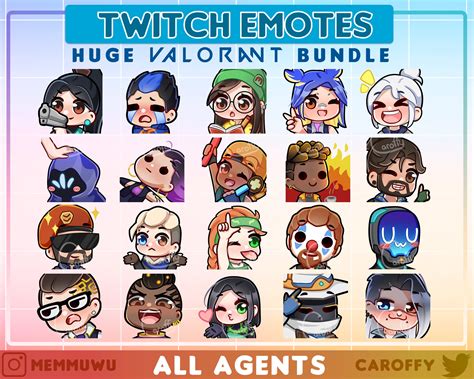 HUGE 20x Valorant Emote Bundle ALL AGENTS Twitch, Discord, Youtube - Etsy