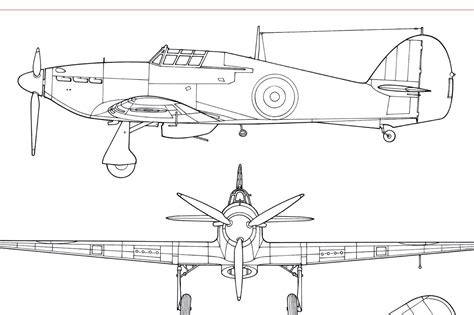 Hawker Hurricane 3-view Drawing Digital Download - Etsy