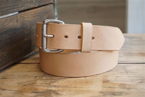 Leather Belt-Wide Natural vegetable-tanned leather belt, 1 3/4" width ...