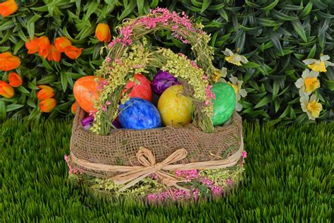 wallpaper easter eggs, basket, easter HD : Widescreen : High Definition ...