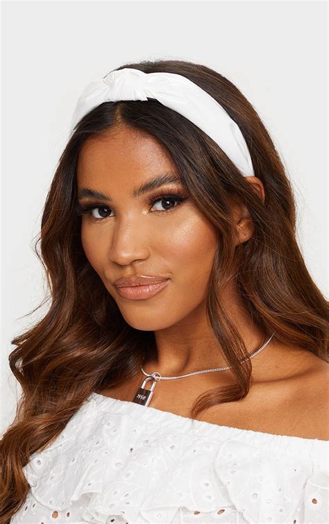 White Pu Twist Headband | Accessories | Twist headband, Headband hairstyles, Headband curls ...