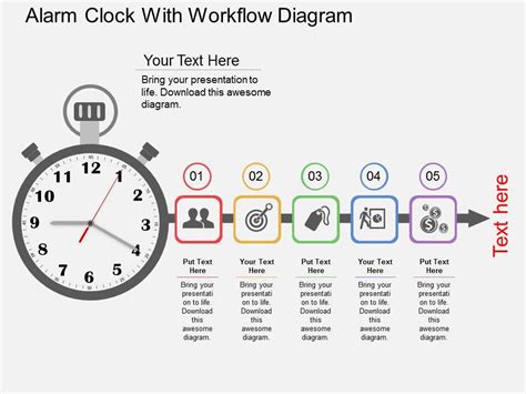 Alarm Clock With Workflow Diagram Flat Powerpoint Design | PPT Images ...