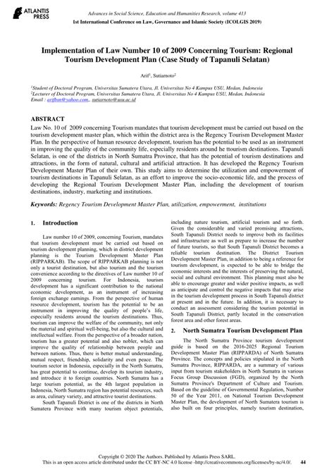 (PDF) Implementation of Law Number 10 of 2009 Concerning Tourism ...