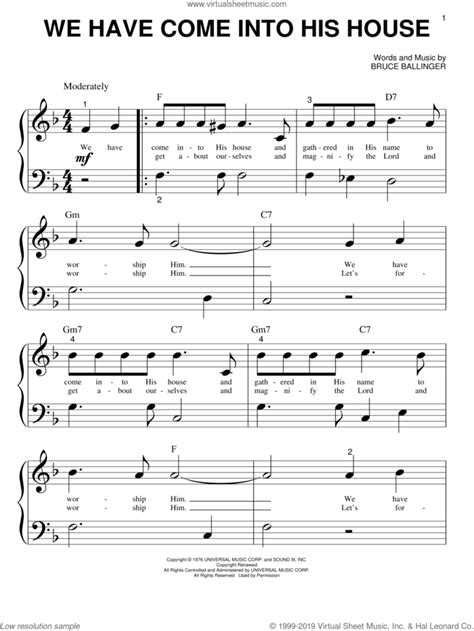 We Have Come Into His House sheet music for piano solo (big note book)