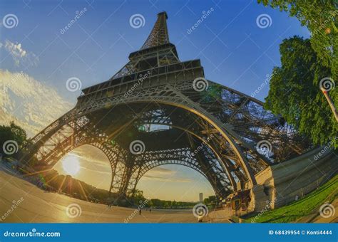 Sunrise in Paris. stock photo. Image of cloud, tower - 68439954