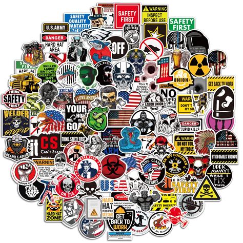 Buy Funny Hard Hat Stickers 105 PCS, Waterproof Vinyl Decals for Tool Box Helmet Hood Hardhat ...