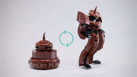 Transforming Poop Mech LEGO MOC: This Brick-built Poop Transforms Into A Highly Posable LEGO Mech