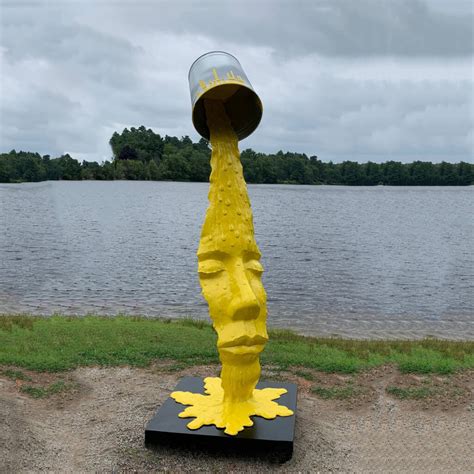 Fiberglass Liquid Sunshine Yellow Face Sculpture For Sale - SevenTreeSculpture