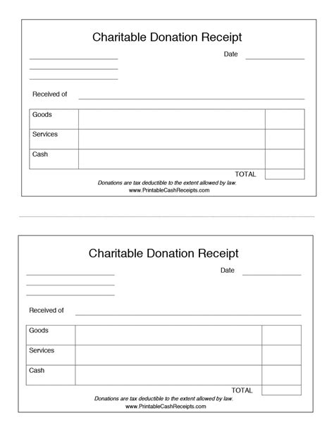 Charitable Donation Receipt Template - FREE DOWNLOAD - Aashe