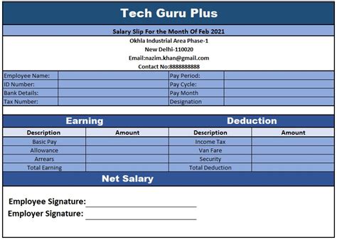 Simple Salary Slip Format | Salary Slip Format In Excel Download Free