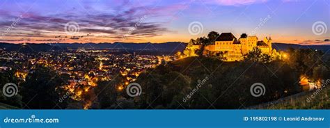 Lenzburg Castle in Switzerland at Sunset Stock Photo - Image of ...