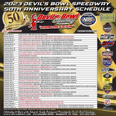 Schedule – Devil's Bowl Speedway