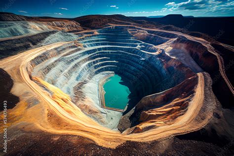 Open-pit mine, aerial view. Biggest in the world, drone view. Canyon ...